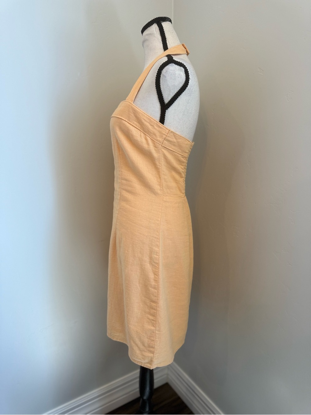 Abercrombie & Fitch Linen Blend Halter Mini Dress Peach Size Medium Tall - Picture 10 of 12